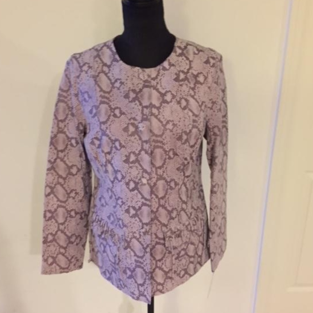 Chi Purple/Violet Leather Snake Embossed Jacket